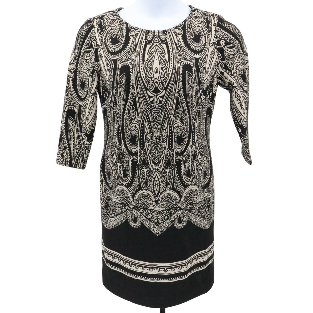 Carlisle Paisley Print Wool Blend Knit Sheath Dress 3/4 Sleeve Size 8